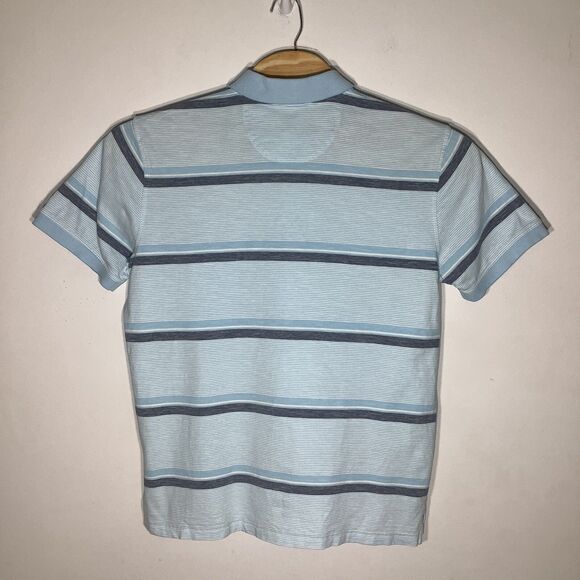 Brooks Brothers Mens Slim Fit Short Sleeve Linen Blend Polo Blue Striped Size XL - Picture 3 of 6